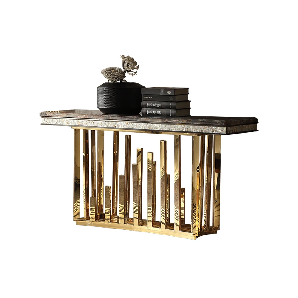 Marbre Naturel Table Basse En Acier Inoxydable Salon Manger Bord