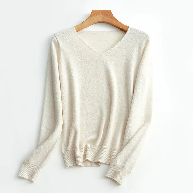 SuyaDream Women Sweaters High Quality 100%Cashmere Basic V neck Pullovers 2021 Fall Winter Simple Chic Knit Wear SuyaDream Women Sweaters High Quality 100%Cashmere Basic V neck Pullovers 2021 Fall Winter Simple Chic Knit Wear