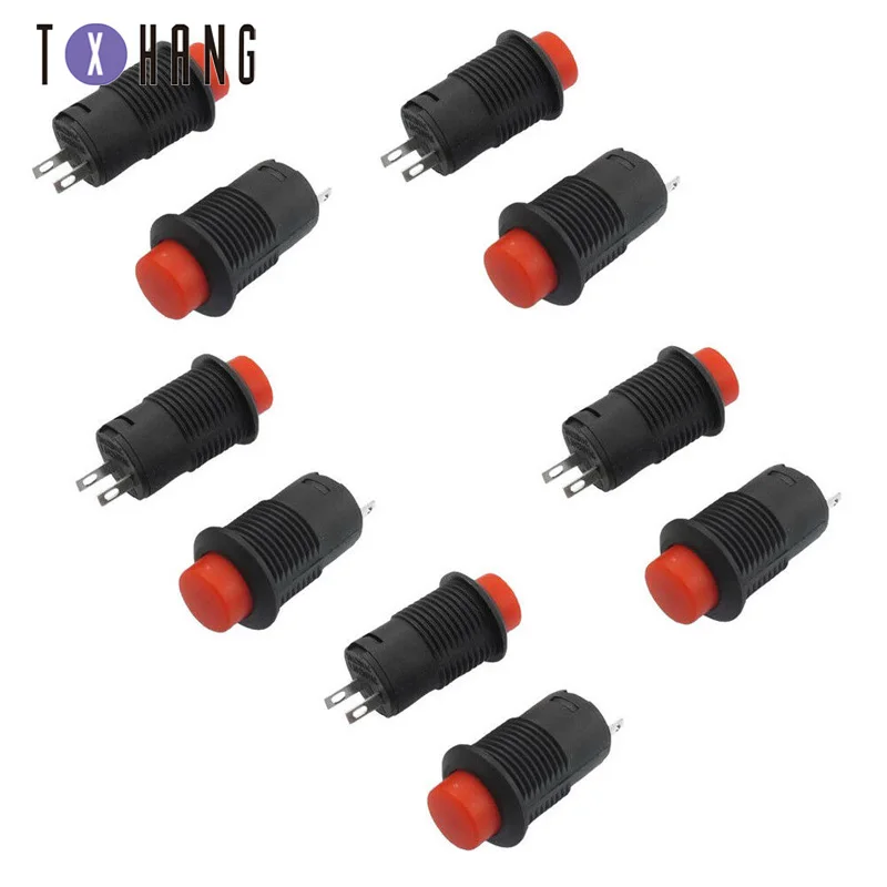 10 шт. 2 Pin SPST 1.5A 250VAC 3A 125VAC Красный Мгновенный Круглый колпачок кнопочный