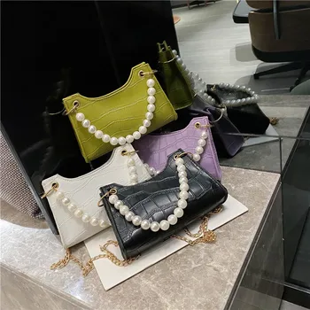 

Summer bag new 2020 net red texture pearl chain handbag shoulder oblique armpit bag women messenger bags women handbags