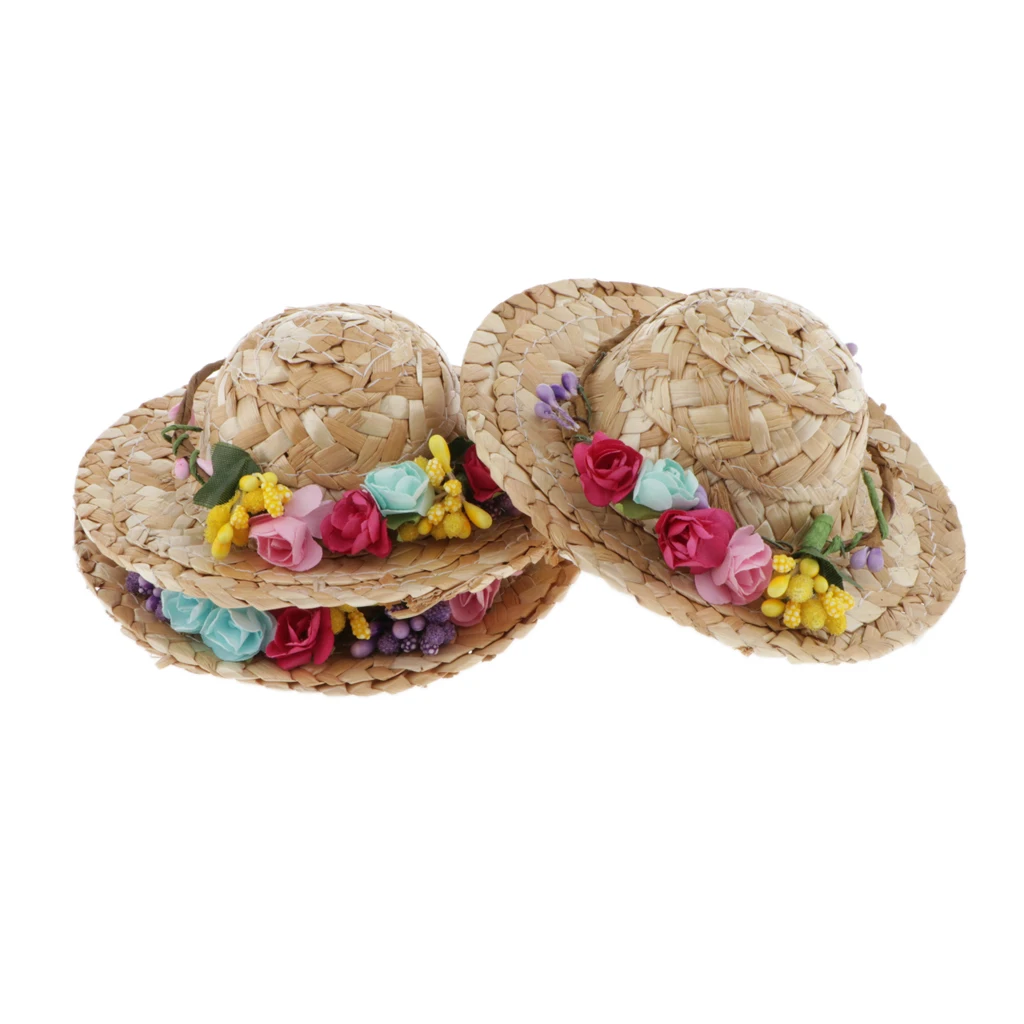 Fashionable 1/4 Straw Hat for BJD Dollfie DOD MSD 43cm 17inch 18inch Dolls Dress up Head DIY Accs! Girls Gifts