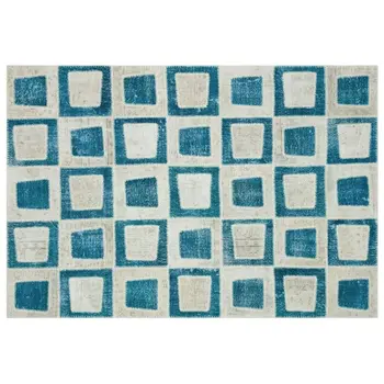 

Handmade Turquoise Vintage Overdyed Patchwork Area Rug 192x282 Cm-6'4''X9'3''