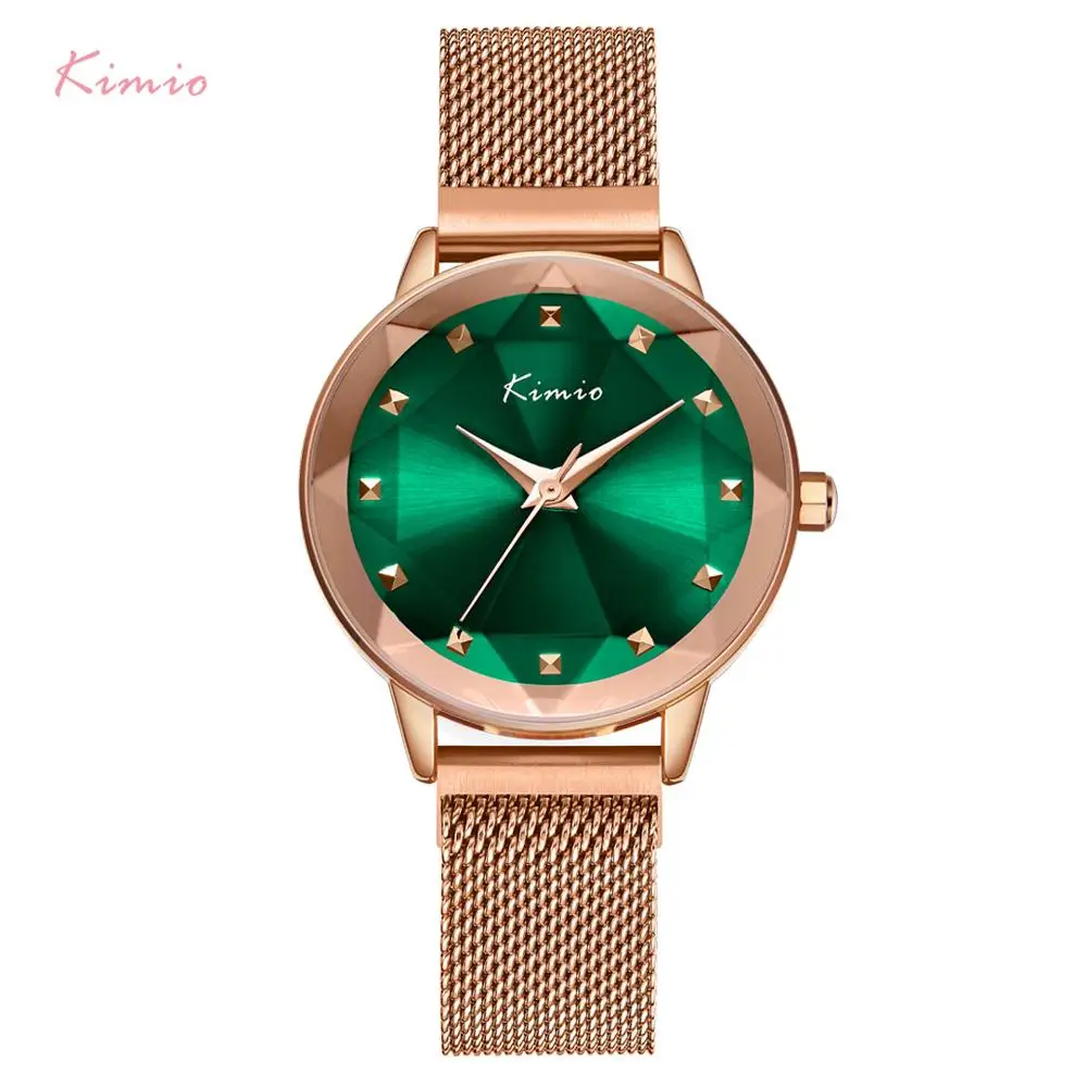 

KIMIO Women Magnetic Buckle Watches 2019 Waterproof Rose Gold Big Dial Watch Ladies Stainless Steel Wristwatch Relogio Feminino