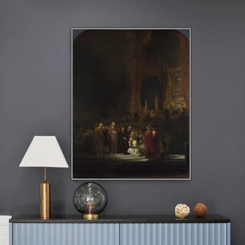 

Citon Canvas Rembrandt《The Woman Taken in Adultery》Art Oil painting Artwork Poster Picture Modern Wall decor Home Decoration