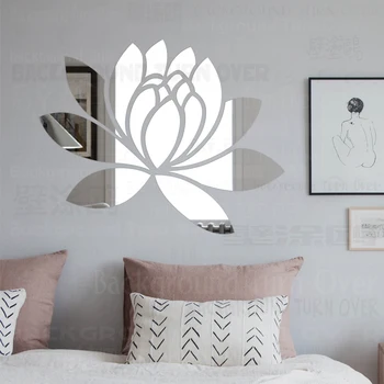 

Mirror Wall Stickers Decals Sticker Room Bedroom Acrylic Decor Decoration Fridge Decorative Girl Walls Lotus Flower Petals R063