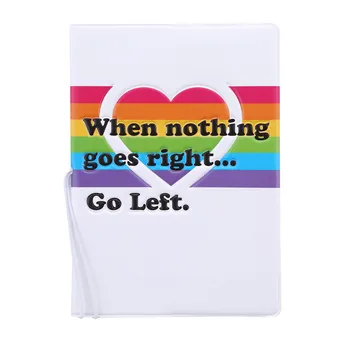 

Life Motto Go Left Passport Holder The Rainbow Stripe PVC Leather 3D Design Travel Passport Cover