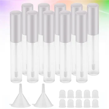 

1 Set 22PCs Plastic Lip Bottles Refill Empty Lip Gloss Tubes Containers Clear Mini Refillable Lip Balm Bottles Inserts (Silver 3