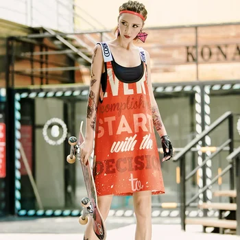 

Rock and roll sports vest trendy letters basketball vest skirt summer sale large size women's camisole skirt