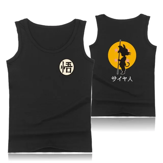 black Dragon Ball/Хлопковые безрукавки, летние безрукавки больших размеров, майка для фитнеса Сон Гоку, мужская майка для бодибилдинга, рубашка без рукавов, брендовая одежда - Цвет: black