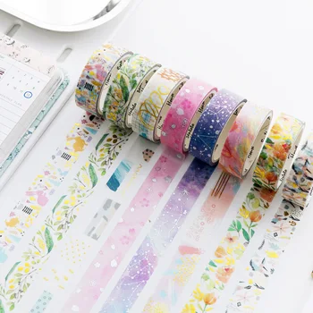 

16 Styles Flower Forest Dream Starry Sky Colorful Gilding Japan Washi Tape DIY Scrapbooking Sticker Label Home Masking Tape