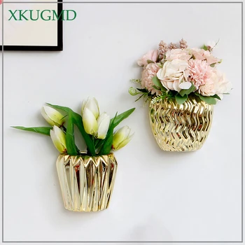 

Wall-mounted Ceramic Vase Water Ripple Pattern Crafts Desktop Flower Arrangement Container Home Background Wall Decorations