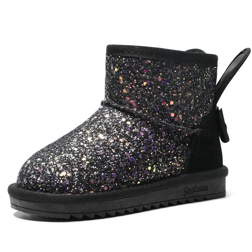 Winter Kids Fur Fashion Snow Boots Thick Child Genuine Leather Boots Warm Plush Soft Girls Boots Winter Ski Shoes for Baby - Цвет: 3