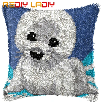 

DIY Latch Hook Kits Make Your Own Cushion Sea Lion Acrylic Yarn Crochet Pillow Case Set Latch Hook Cushion Cover Hobby & Crafts