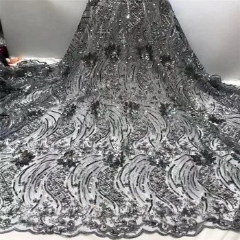 

Madison African French Tulle Mesh Lace Grey Color Sequence Lace Fabric for Bridal Material Lace Sequins Fabric Nigeria Net Lace