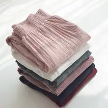 

Cotton Linen Trousers Women Spring Summer Casual Elastic Waist Straight Women Pants Pantalon Femme Long Sweatpants