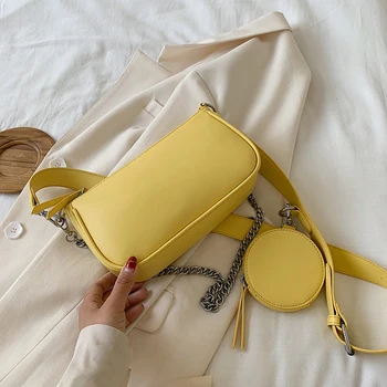 

Bags For Women 2020 Chain Pu Leather Crossbody Small Shoulder Messenger Bag Fashion 2pcs Design Female Travel Handbags