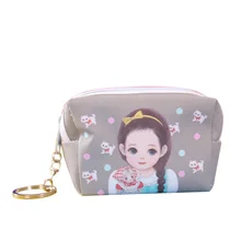 Женский квадратный кошелек из ПВХ с мультяшным принтом на молнии