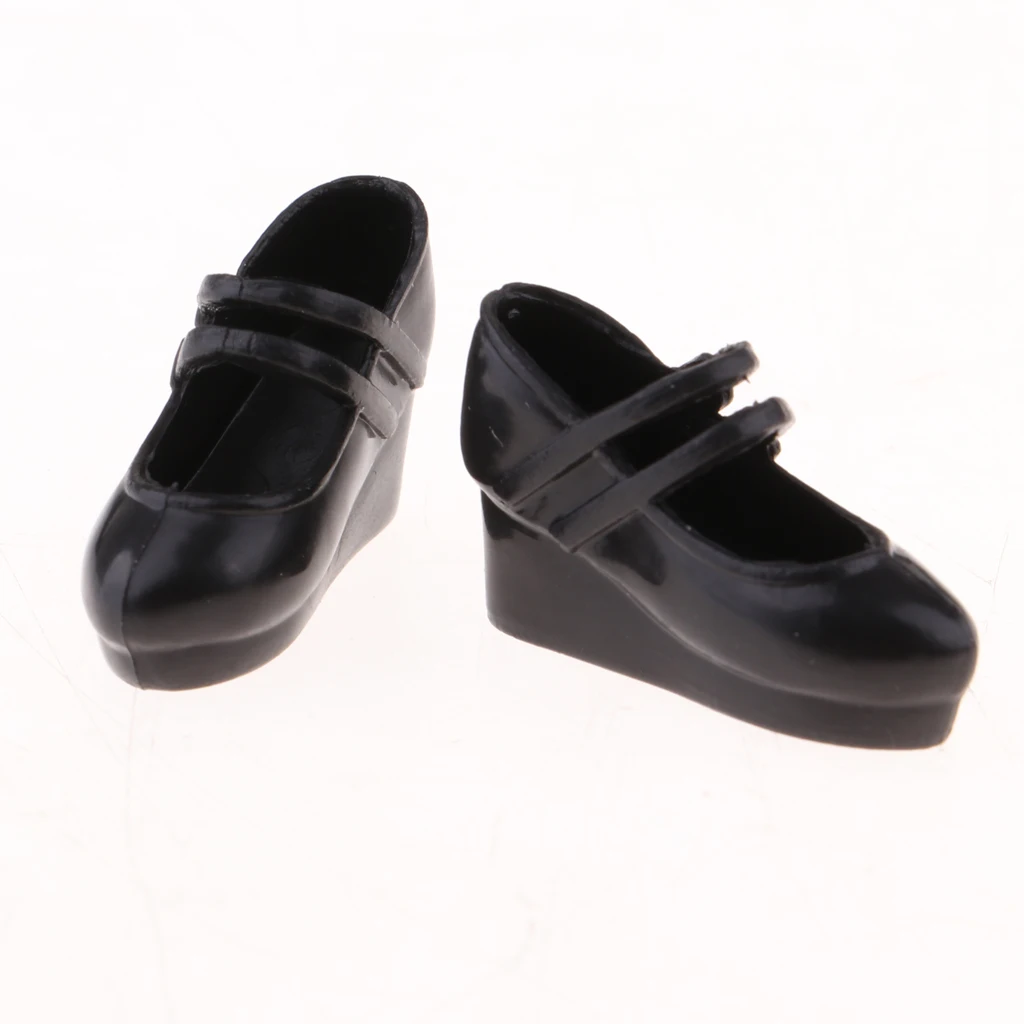 Black Single Shoes Slope Heels For 12inch Blythe Pullip 1/6 BJD MSD Doll Toy