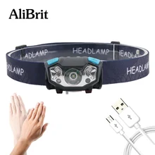D25 AliBrit мини светодиодная перезаряжаемая фара белый красный палец Индукционная фара Головной свет Ультрафиолетовый фонарь
