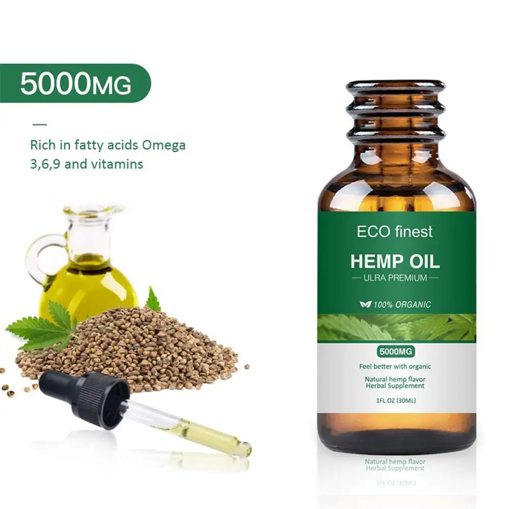 2pcs 5000mg HEMP Oil Natural Hemp Seed Extract Improve Sleep Ease Pain Massage Essential Oil