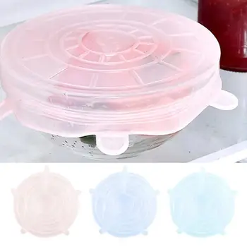 

6 Pcs Silicone Stretch Lids Reusable Airtight Food Wrap Covers Keeping Fresh Seal Stretchy Wrap Cover Kitchen Cookware