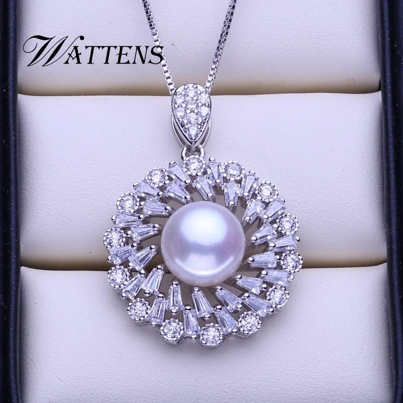 

Natural Pearl Necklace 925 Sterling Silver Pendant for Women Zircon Luxury bridal accessories Wedding Birthday Party Gift new