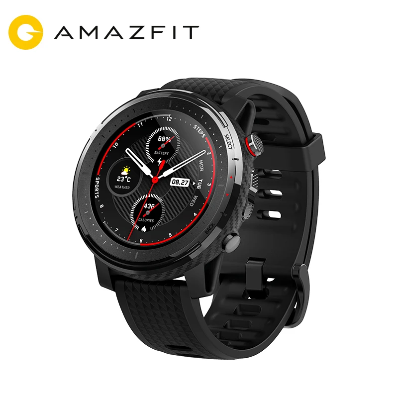 

Amazfit Stratos 3 Smart Watch GPS 1.34 Inch Full Moon Screen Men 19 Sport Modes 5ATM Swimming Heart Rate Onboard Music