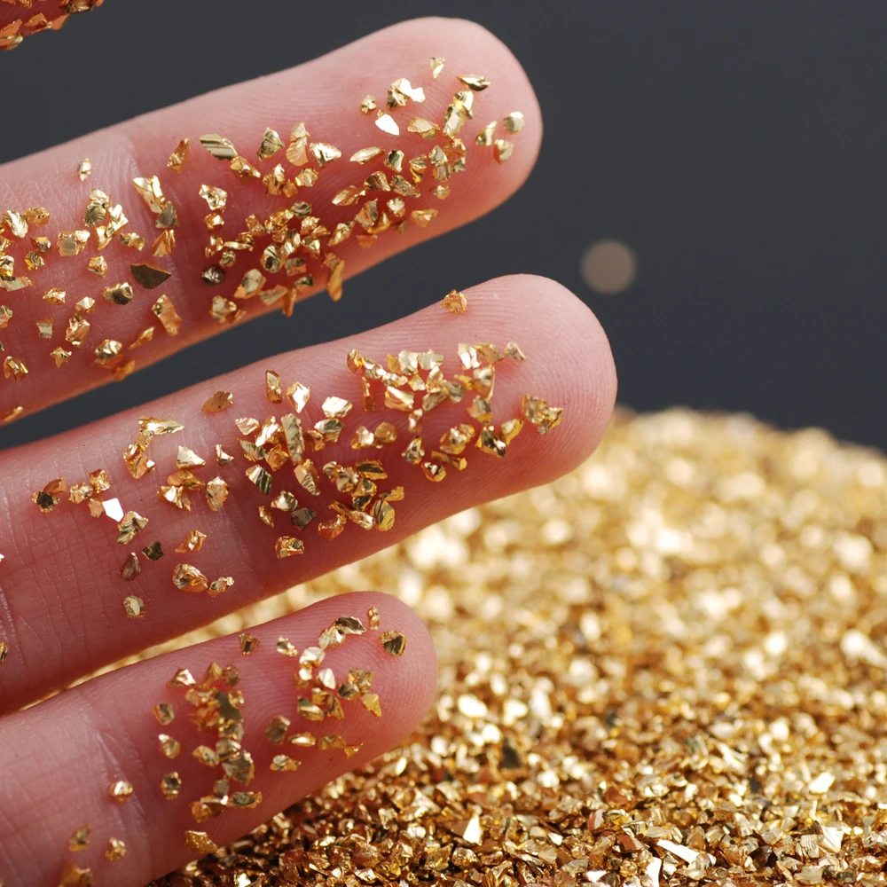 Высокое качество, золотого и серебряного цвета, для дизайна ногтей, дробленые стеклянные камни для ногтей, стразы, украшение 20 г/упак - Цвет: gold