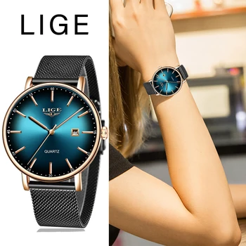 

LIGE Women Watch Simple Fashion Top Brand Quartz Watch Luxury Creative Waterproof Date Casual Ladies Watch Relogio Feminino