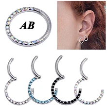 4 шт. 361L хирургическая сталь кристалл шарнирный сегмент пирсинг для носовой перегородки нос кольцо ниппель кликер шпилька для уха серьги для губ пирсинг