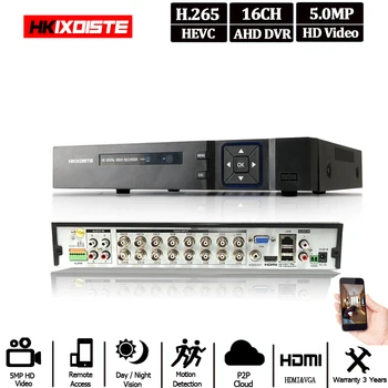 

Digital Network Hybird DVR Video Surveillance Recorder 5MP 16CH HDMI For AHD/IP camera 6CH Audio interface Double SATA HDD 16TB