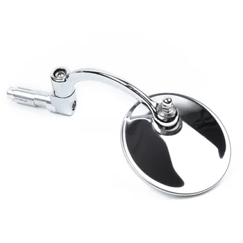 

CNC Aluminum Mirrors Rearview Clear Chrome Round Side Adjustable Racer