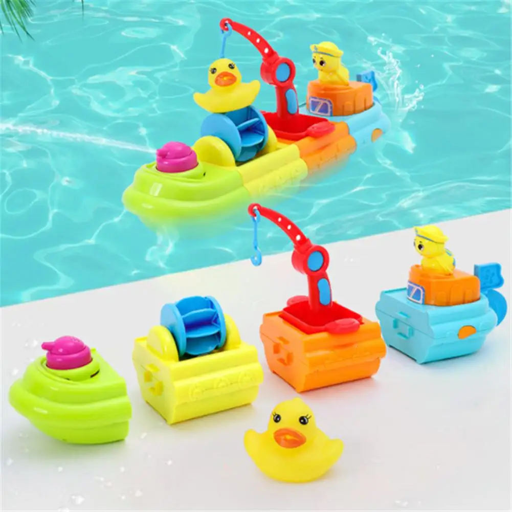 

None Kids Infant Baby Press Spray Water Assembly Floating Boat Toy for Bathing