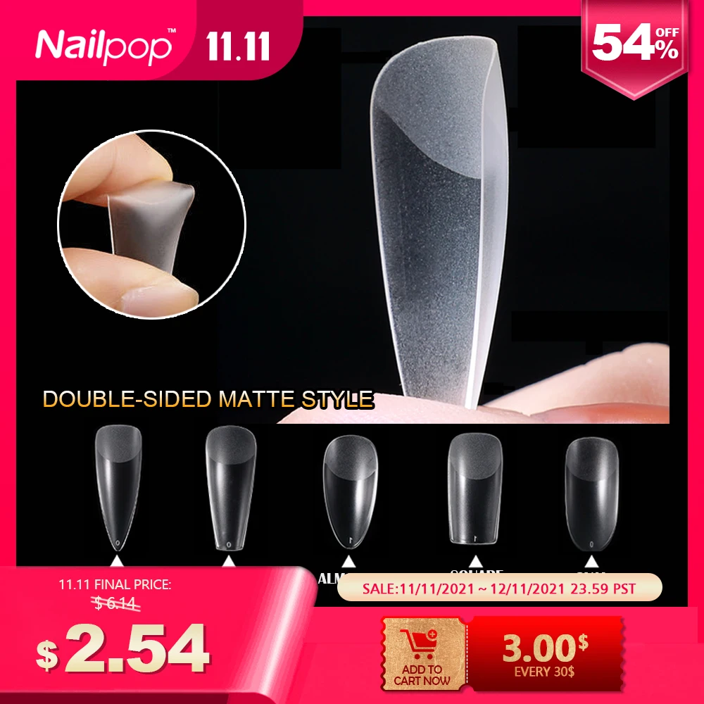 Накладные ногти Nailpop накладные гробы искусственные с дизайном полным покрытием