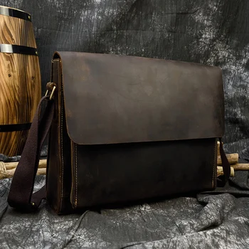 

MAHEU Genuine Leather Men Messenger Bags Schoolbag for Teenage Boys Casual Crossbody Bag Male A4 Shoulder Bag Formal Sling Bag