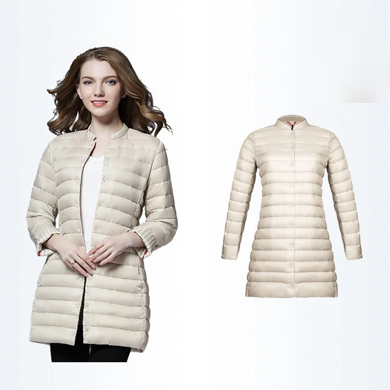 

Down Jacket Female Lady Warm Stitching Spring Coat Ultra Light Duck Down Jacket sSolid Jacket Winter Coat Portable Pike Coat