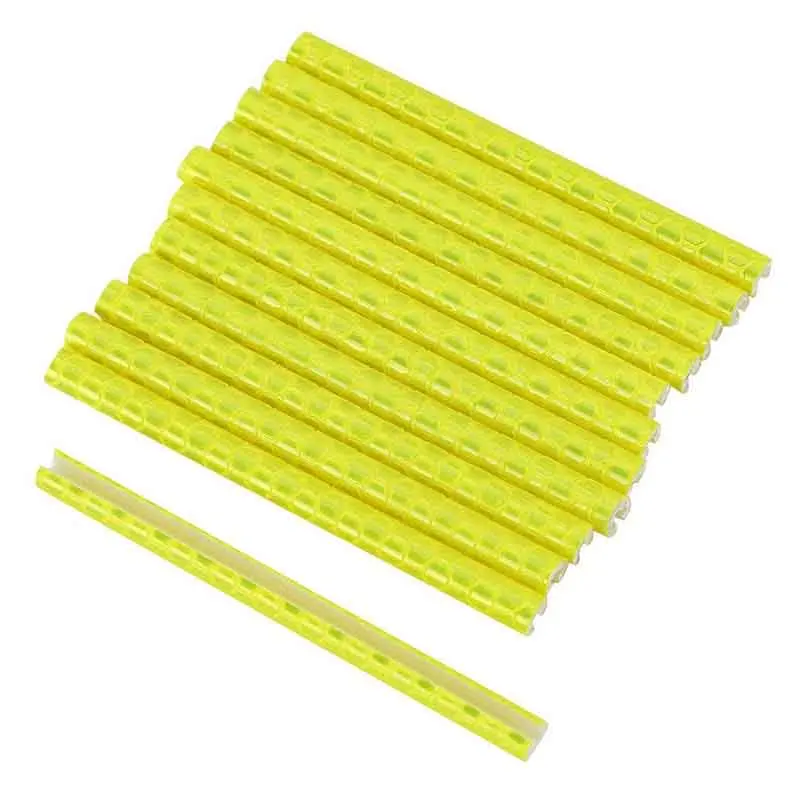 Yellow 12 шт./компл. велосипед мегафон велосипедный зажим-отражатель спицевые колеса трубки Предупреждение полосы света отражатель светоотражающий 78 мм - Цвет: Yellow