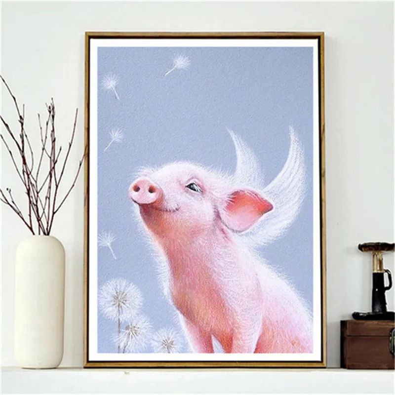 

5D DIY Diamond Painting Full Rhinestone Flying Pig Peacock Bird Flower Diamond Embroidery Cross Stitch Sticker Mosaic Decoration