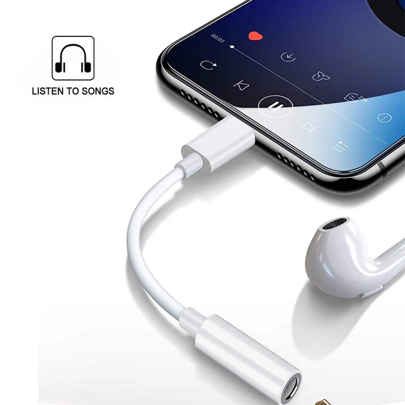 For Lighting to 3.5mm Jack Adapter iPhone 12 11 Pro Max 8 7 + XS XR SE 2020 Mini Headphones Splitter Aux Conector Cables | Мобильные
