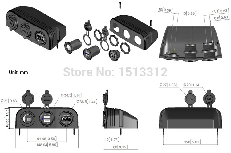 12~ 24V двойной USB адаптер для мотоцикла зарядное устройство с прикуривателем/цифровой вольтметр
