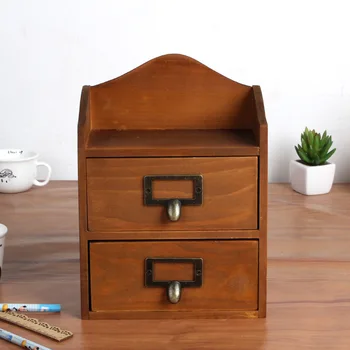 

Creative Wooden Storage Box Retro Cabinets Cosmetics Jewelry Desktop Drawer Storage Wooden Lockers Home Decoration Furnishing