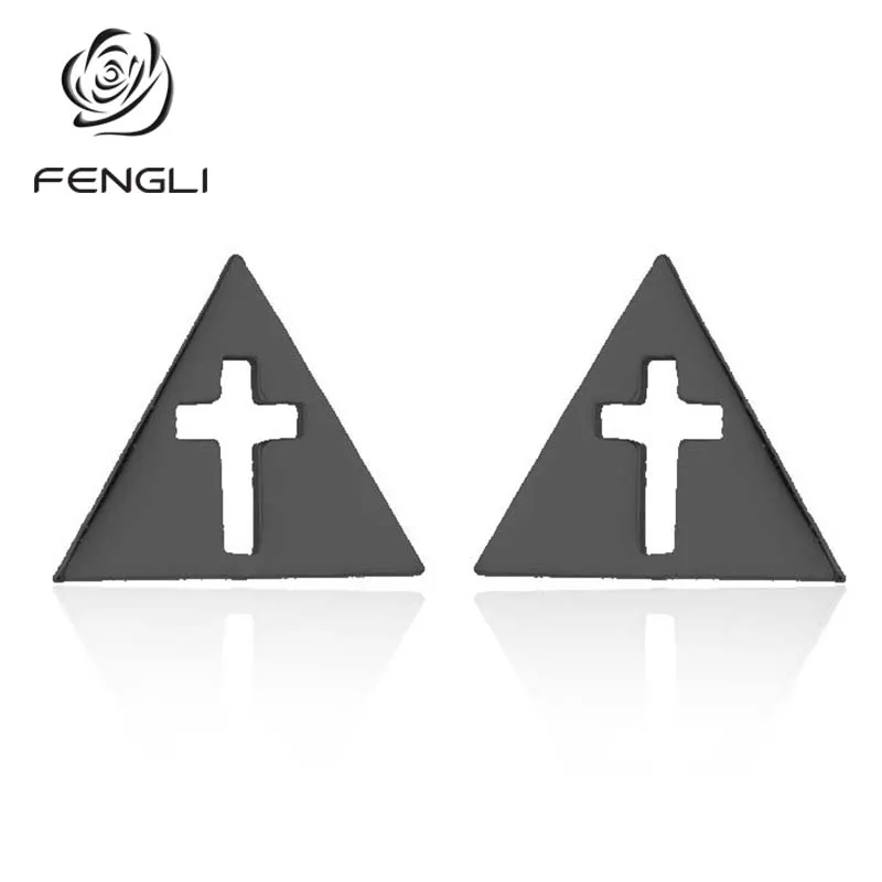 Женские серьги-гвоздики FENGLI простые в форме треугольника для девочек подарок на