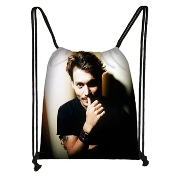 

Custom Johnny Deep Drawstring Bag Daypack Kids Satchel Casual Backpack Teenager Storage Bag Women Men 32x38cm*18-1031-25