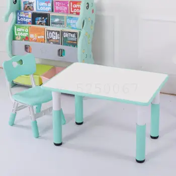 

Children Furniture Suit Study Tables And Chairs The Son Baby Suit The Game Write Toys Plastic Household Kindergarten Table