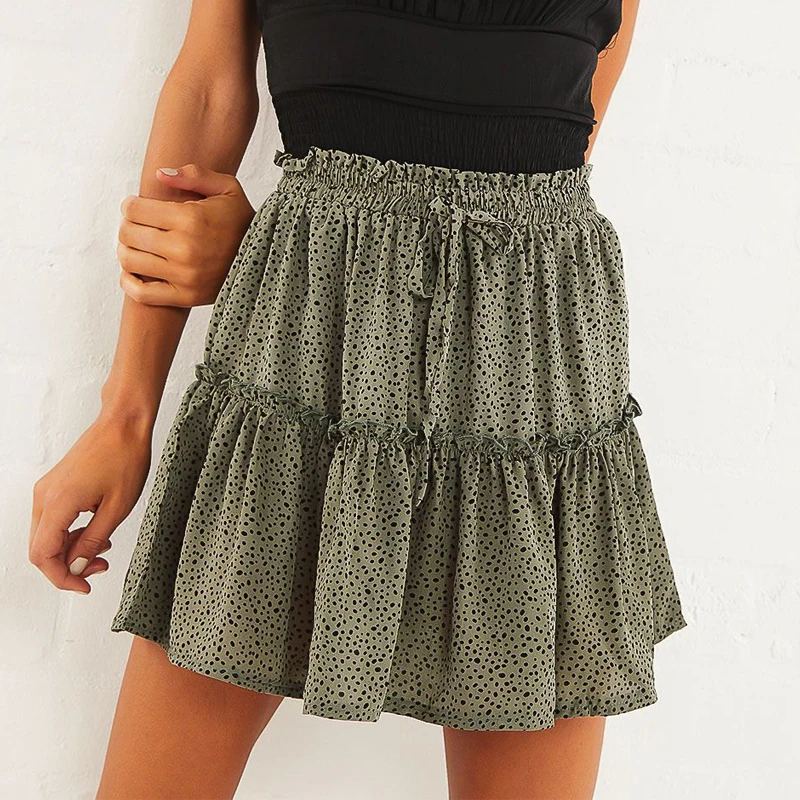 Summer 2020 women Chiffon Swing skirt high waist female mini skirt A-line flower skirt club wear ladies sexy short beach skirts