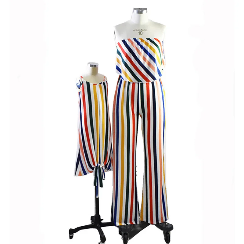 

Casual Summer Parent-child Family Matching Outfits Sleeveless Striped Dress Women Kids Girl Mother Daughter Family Clothes