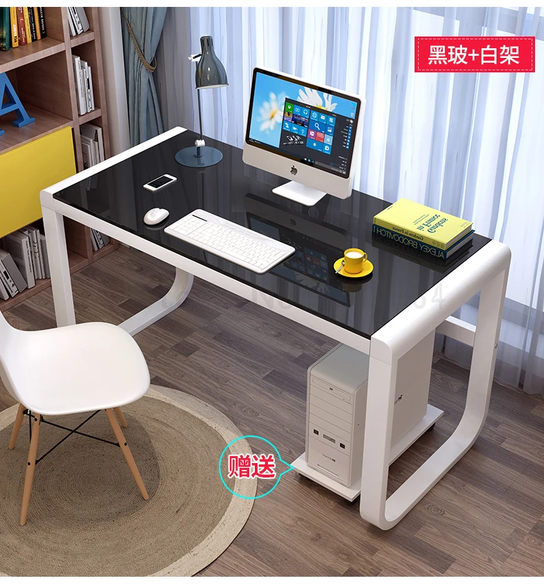 Компьютерный настольный стол, закаленный стеклянный стол, современный минималистичный домашний рабочий стол, экономичный стол