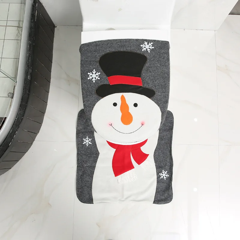 1PC Christmas Ornament Navidad Toilet Lid Cover Cap Santa Claus Red Hat Cover Snowman Xmas Decoration For Home