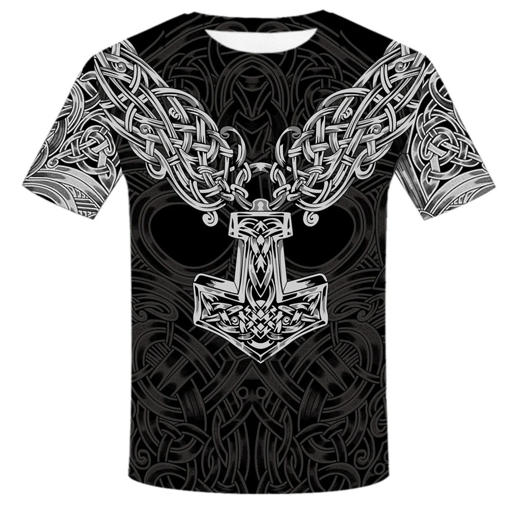 

2021 New Viking Symbol 3D Printed T-shirt Men's Summer Short-sleeved Harajuku T-shirts Men's Street Hip-hop Unisex Tops