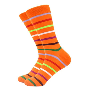

SANZETTI 1 Pair Happy Socks High Quality Men's Colorful Comfortable Combed Cotton Football Golf Gift Wedding Dress Striped Socks